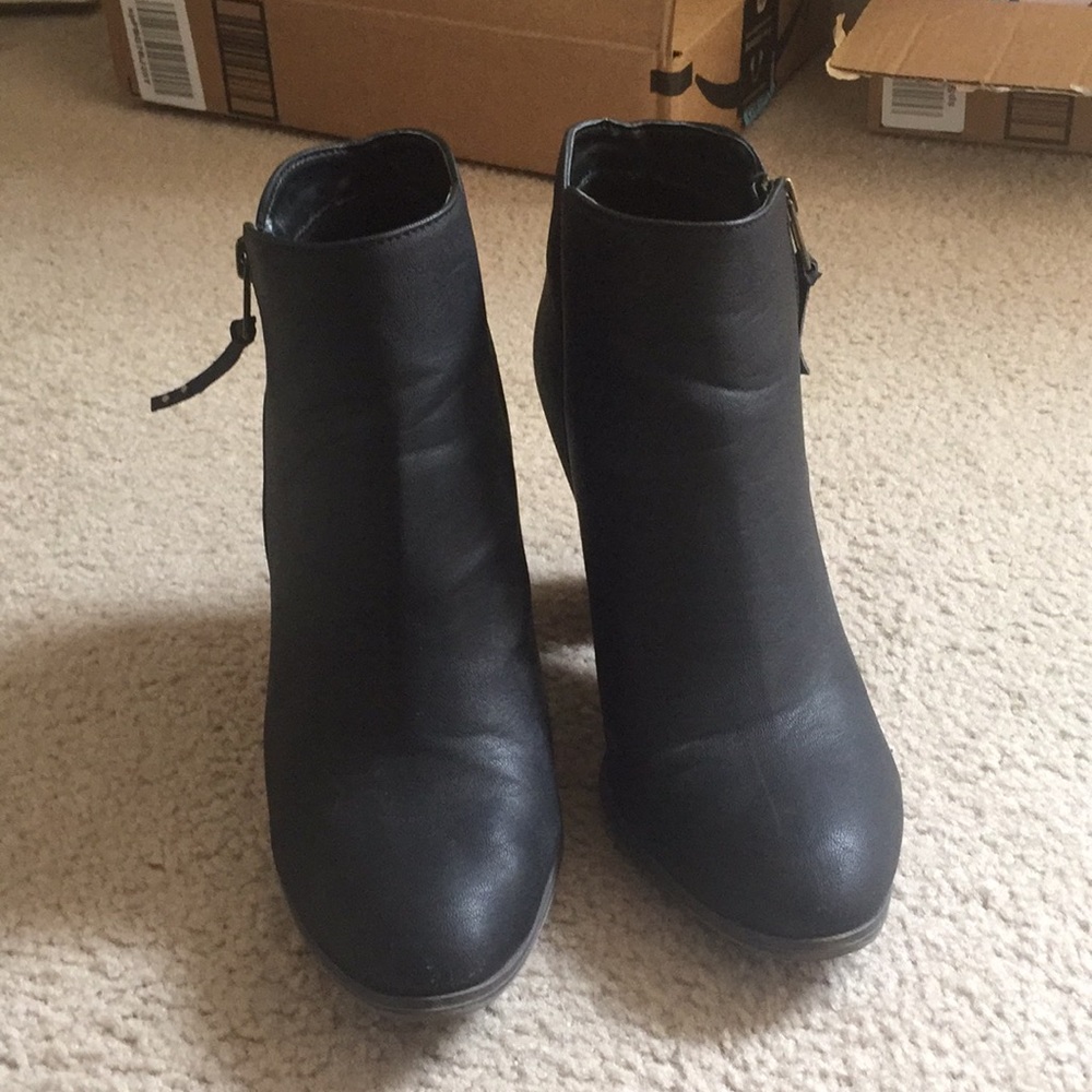 Black leather booties Size 9